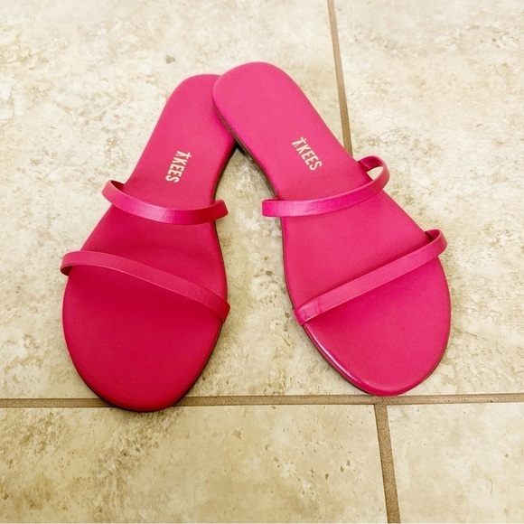 New Tkees pink leather Gemma sandals size 5 - Picture 3 of 6